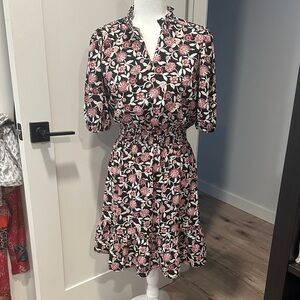 C&C California Black and Pink Floral Mini Dress